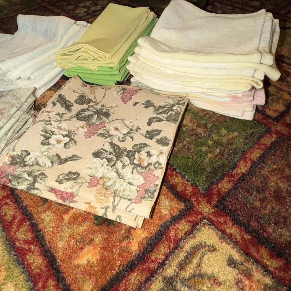 Vintage Mixed 36 Tea Towels Napkins Madeira Various Colors Sizes Resellers